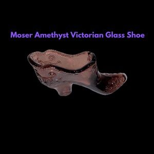 Moser Amethyst Victorian Glass Shoe